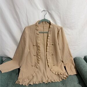 Women's Tan Ruffle Jacket